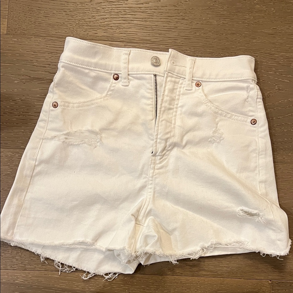 Express white denim shorts